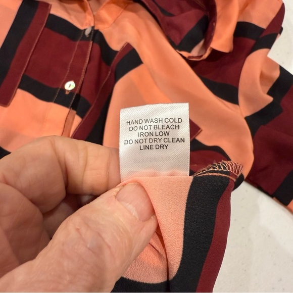 Alice Blue Stitch Fix Blouse Long Sleeve with Tabs Multicolor Stripes Women’s M - Picture 12 of 12